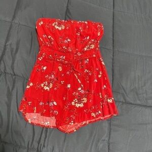 Strapless Floral Romper